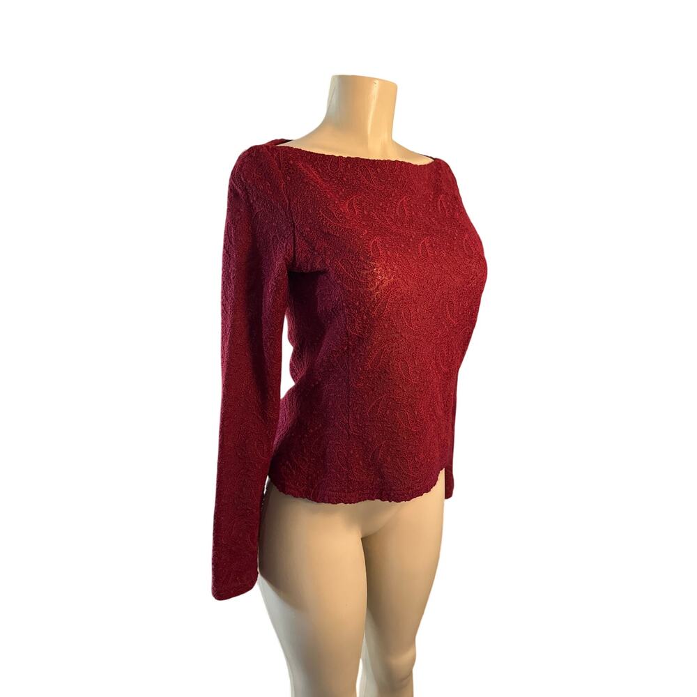 Women 42 L Natan Edouard Vermeulen Red Lace Blouse Shirt Top Belgium Long Slv